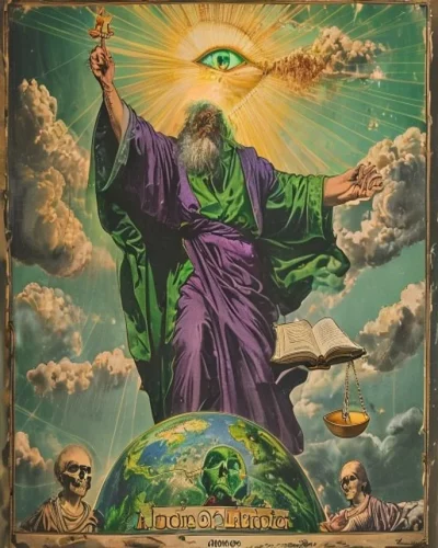 Lámina de la Omnipotencia de Dios con el ojo que todo lo ve